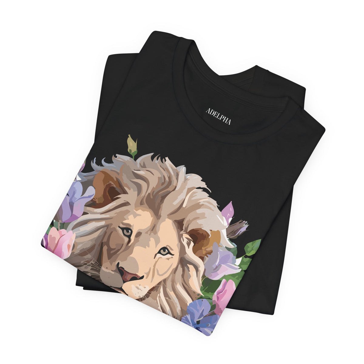 Lion Graphic Unisex Cotton Bella+Canvas Tee with Art Animal Design e50