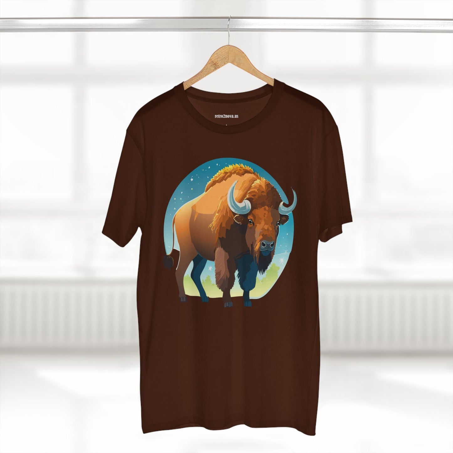 Unisex Premium Cotton Tee With Original Bison Art Design From Retro2Nova Art Collection Soft Breathable Everyday Comfort