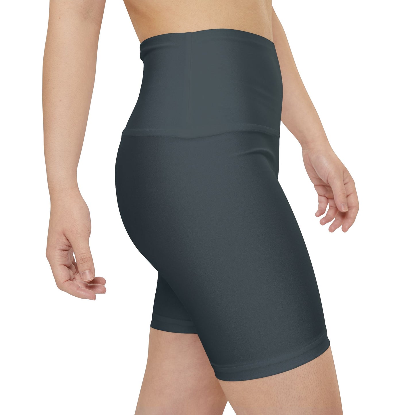 Iron Grey Women’s Workout Shorts — High-Waist Athletic Biker Shorts
