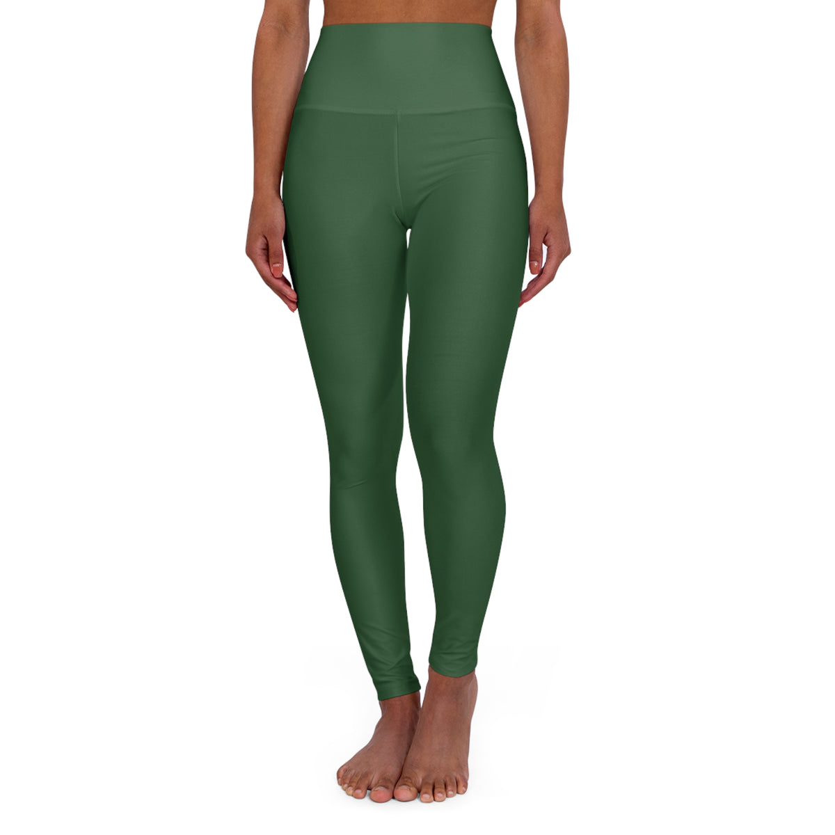 Hunna Green Color Yoga Leggings High-Waist Women's Seamless Poly-Span Stretchy Pants XS-2XL