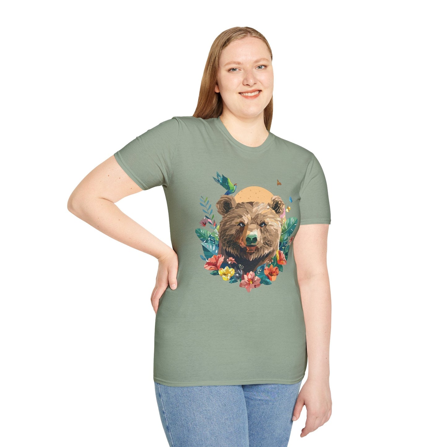Bear T Shirt Unisex Graphic Tee Bear Lover Gift 100 Percent Ring Spun Cotton Softstyle 64000 Gildan