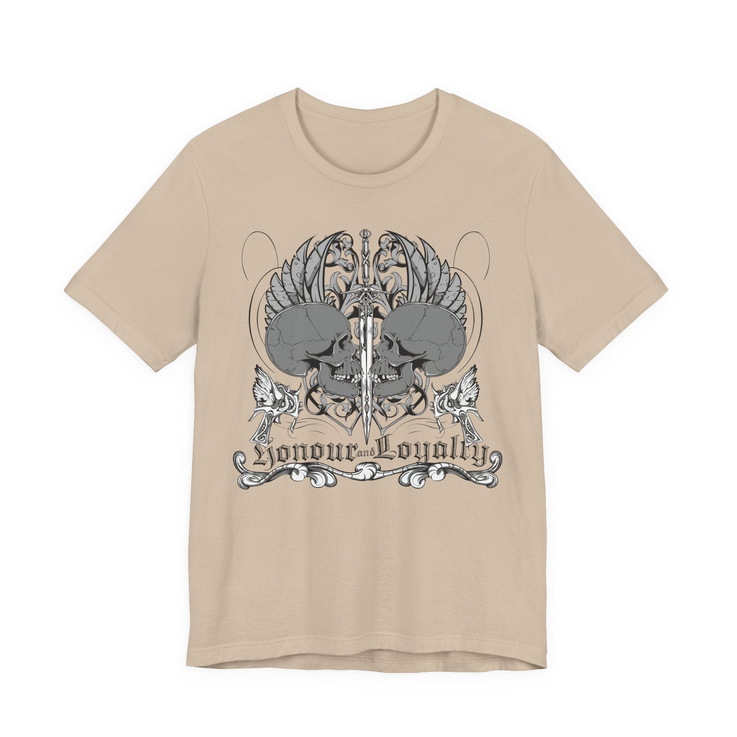 Honor Loyalty crest tee Gothic heraldry skulls wings emblem Art-48