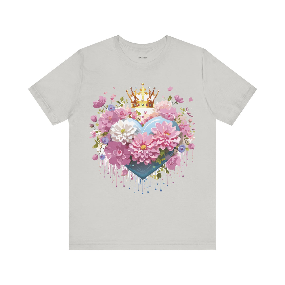 Valentine's Day Graphic Unisex Cotton Bella+Canvas Tee with Floral Art Design d128