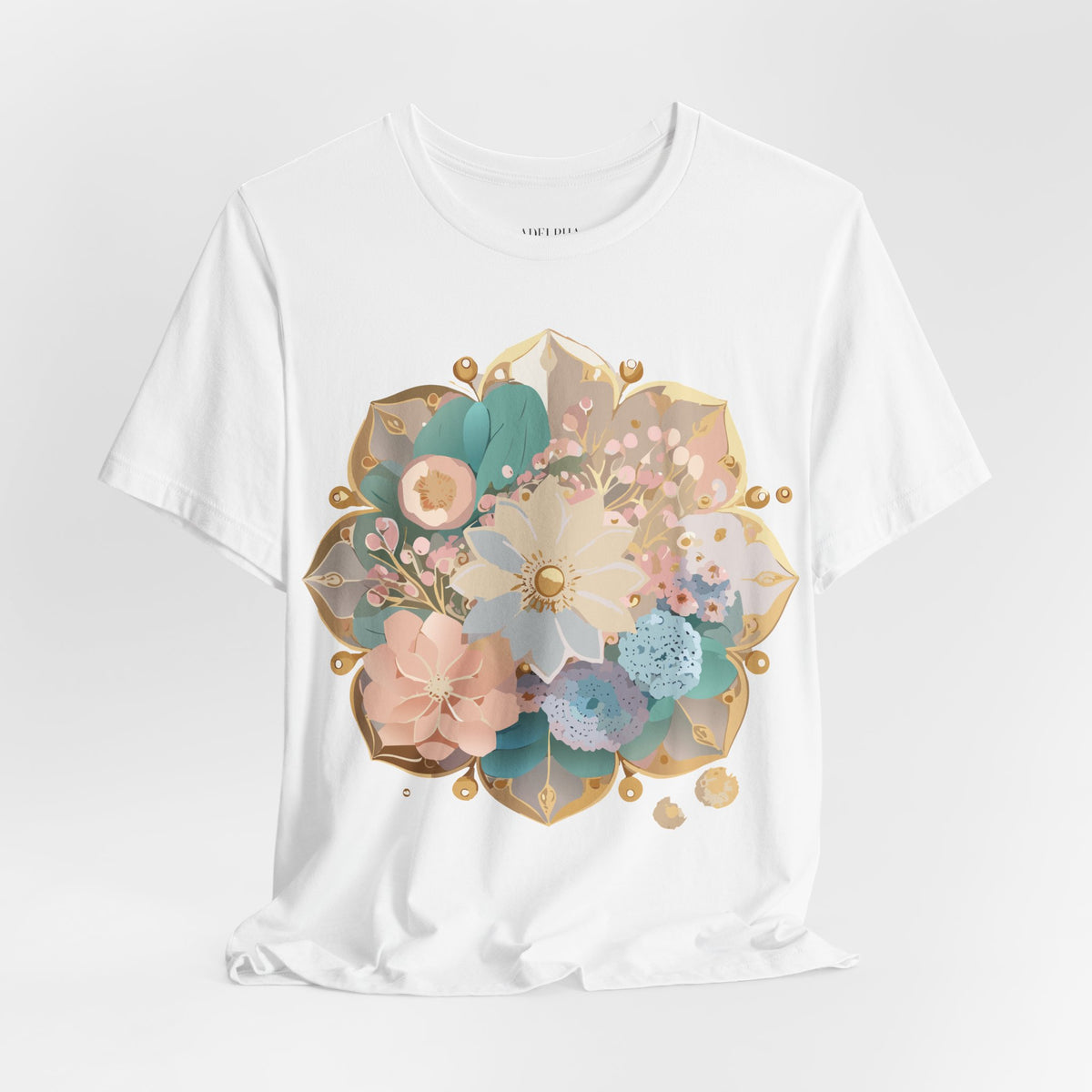 Mandala Graphic Unisex Cotton Bella+Canvas Tee with Floral Art Design d21