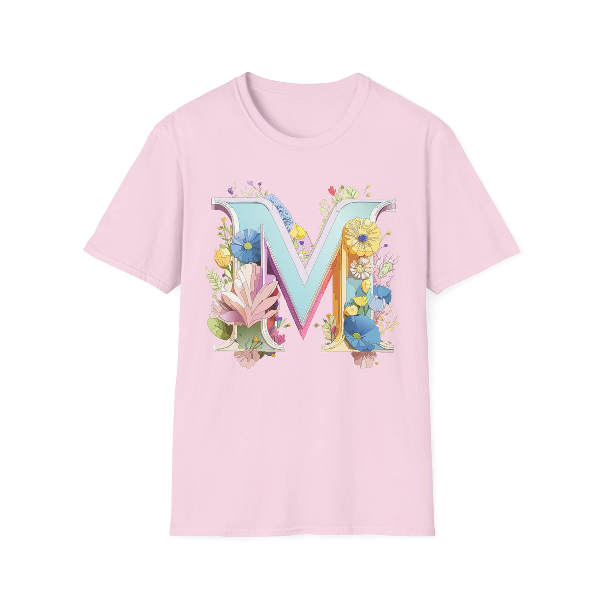 Floral Letter M T-Shirt | Monogram Initial Tee, Spring Flowers