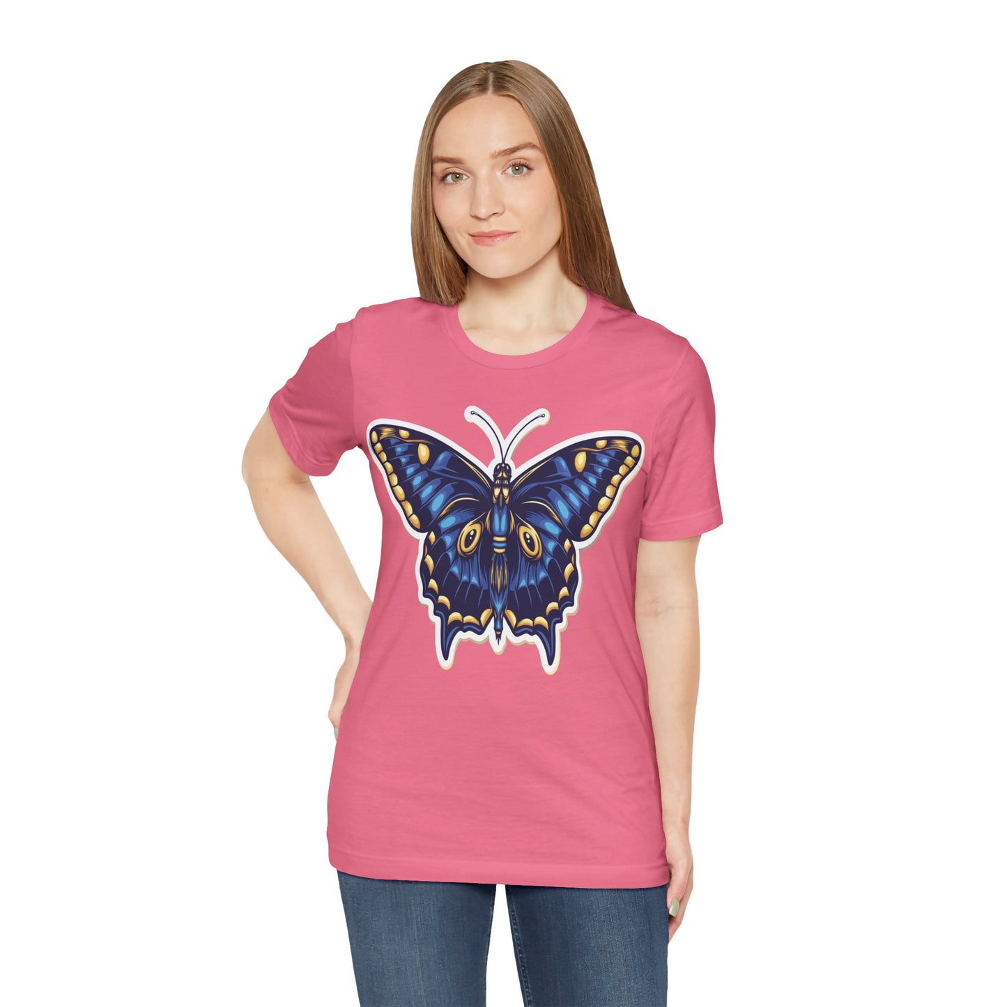 Cotton Tee Shirt with Butterfly Prints