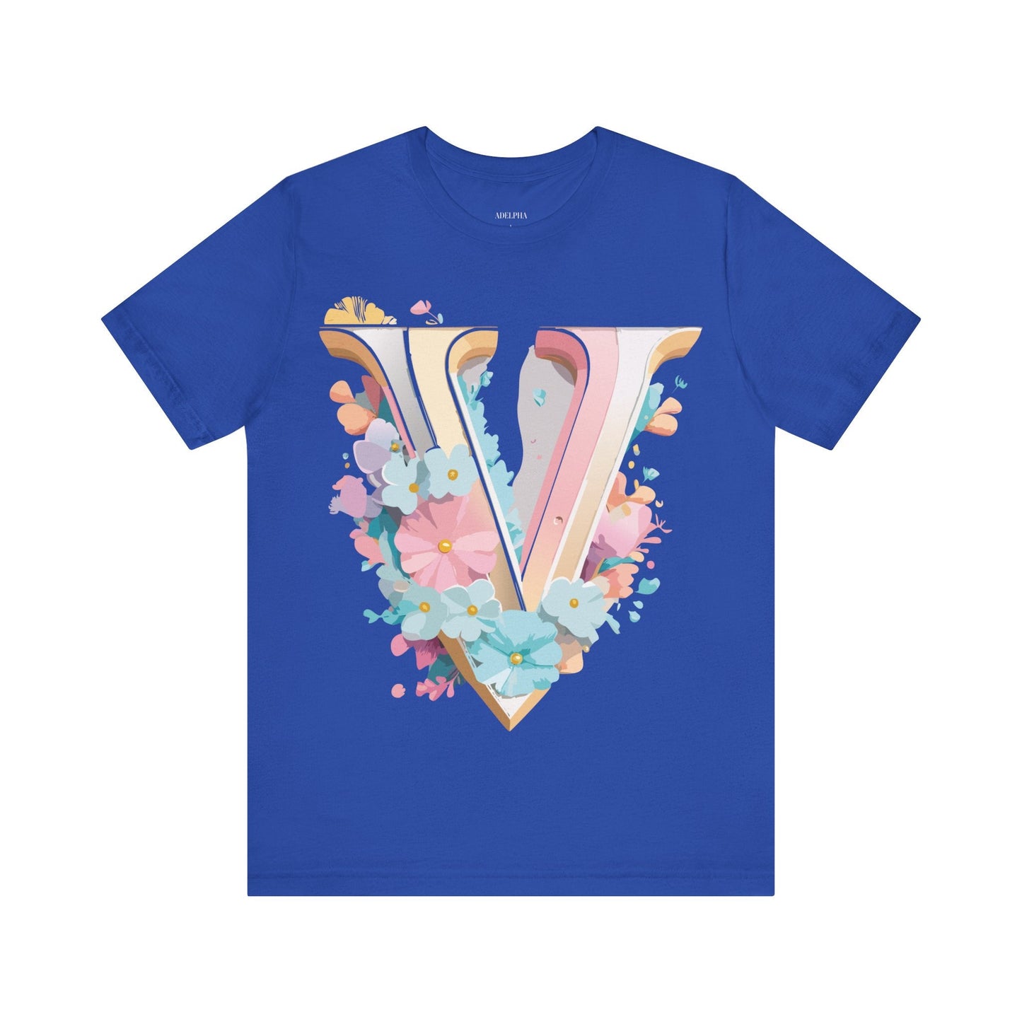 Letter V Shirt Graphic Tee Unisex Jersey Short Sleeve Vintage Inspired Adelpha Art Design