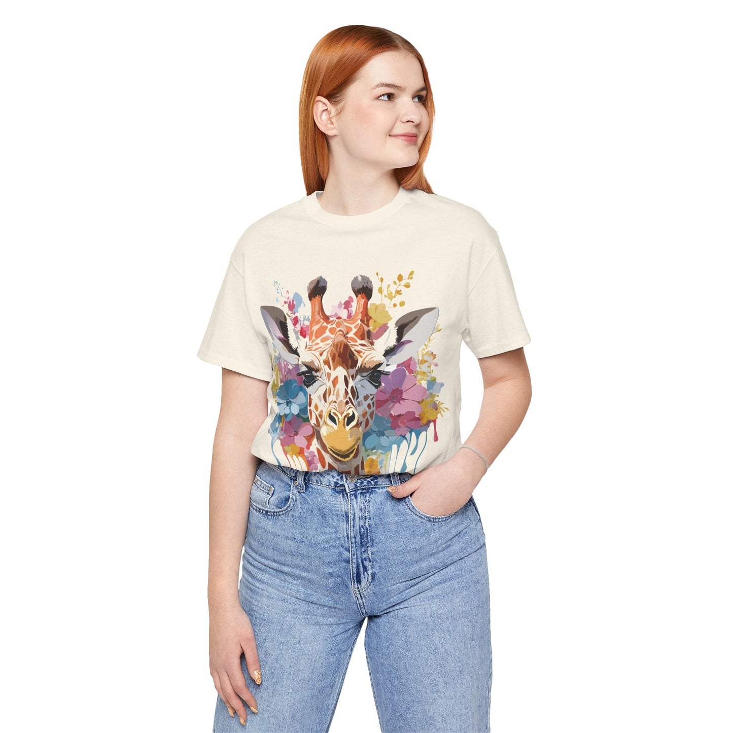 Adelpha Giraffe Graphic Tee Unisex Vintage Inspired Artwork Jersey Short Sleeve