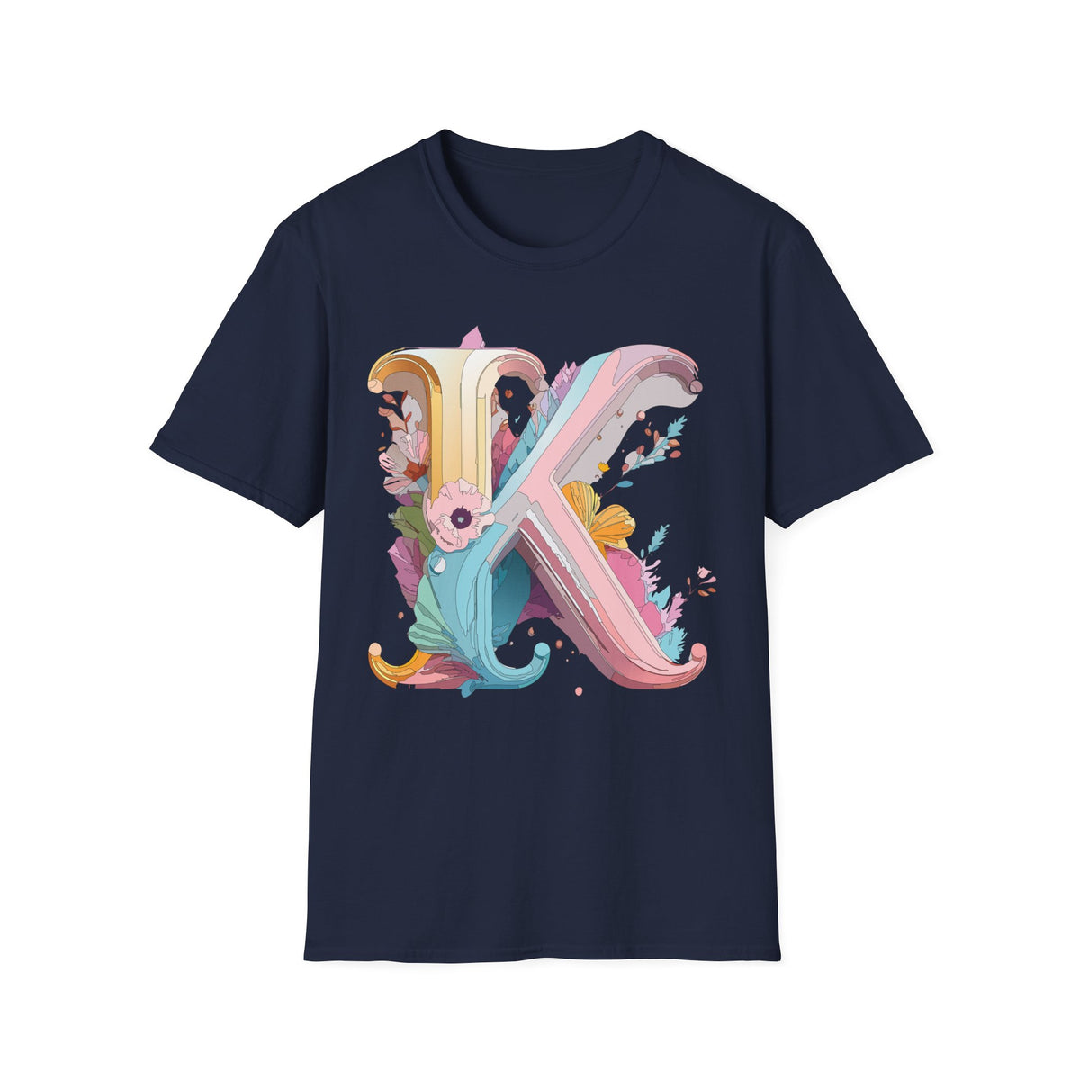 Floral Letter K T-Shirt | Botanical Monogram Tee