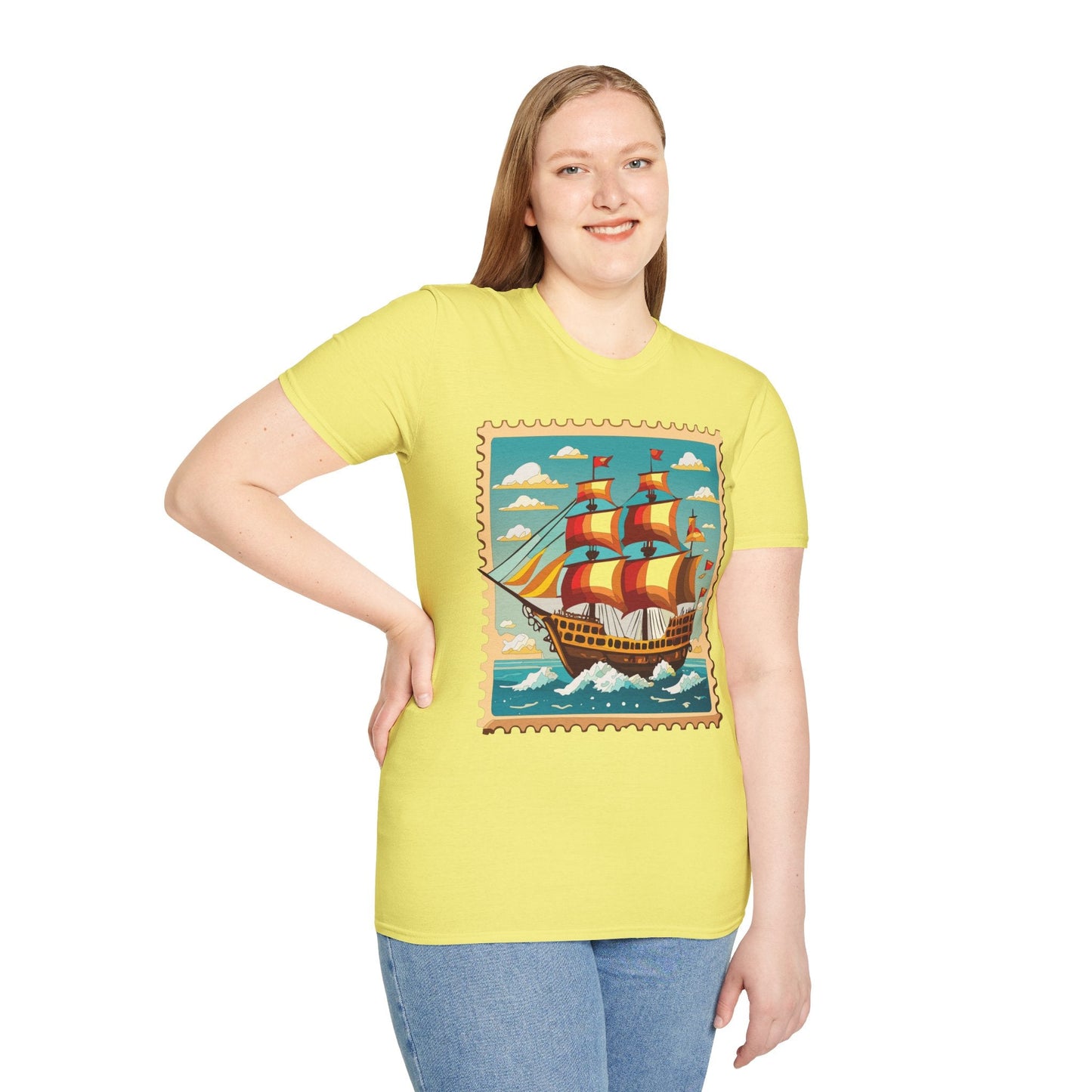 Unisex Softstyle Short Sleeve T Shirt Gildan 64000 Ring Spun Cotton Vessel Ship Frigate Tee
