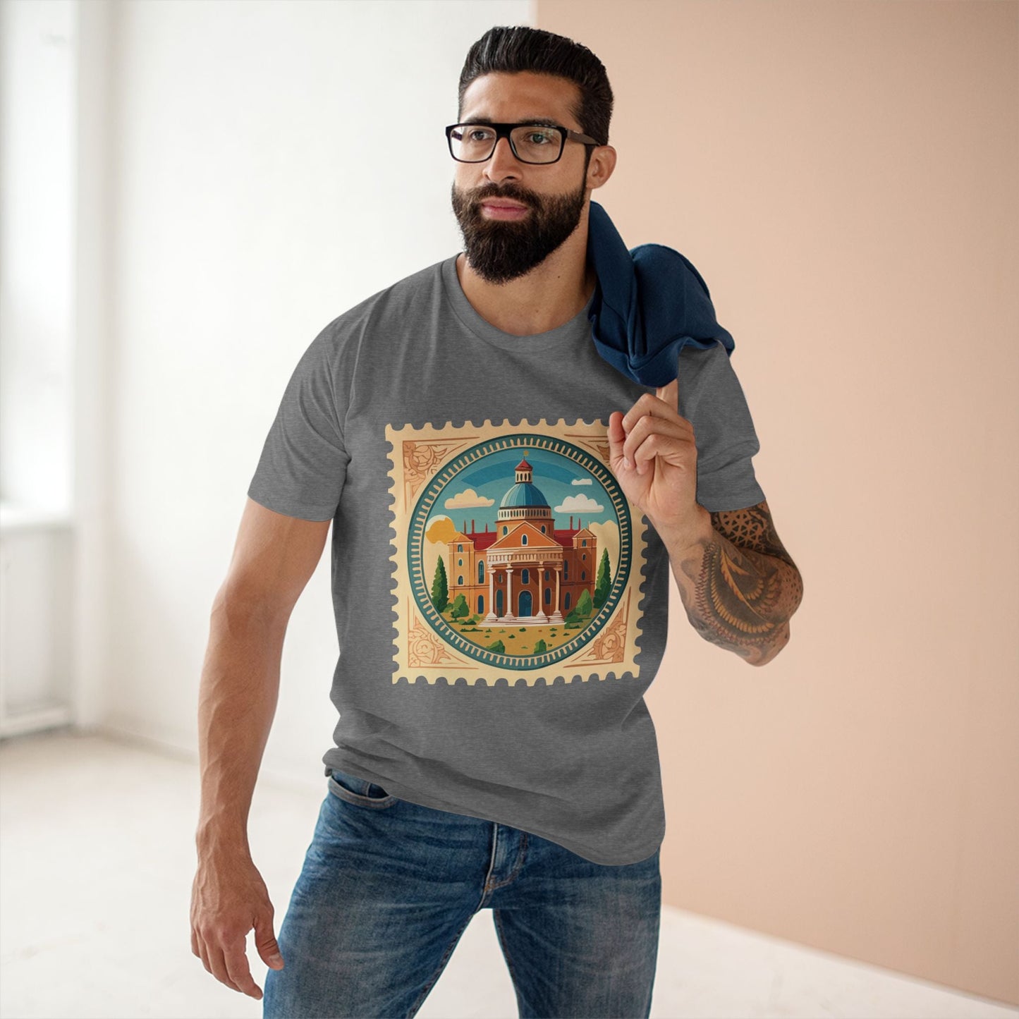 Stamp Shirt Postage Stamp Art Tee Unisex Premium Cotton Retro2Nova Original Art Design