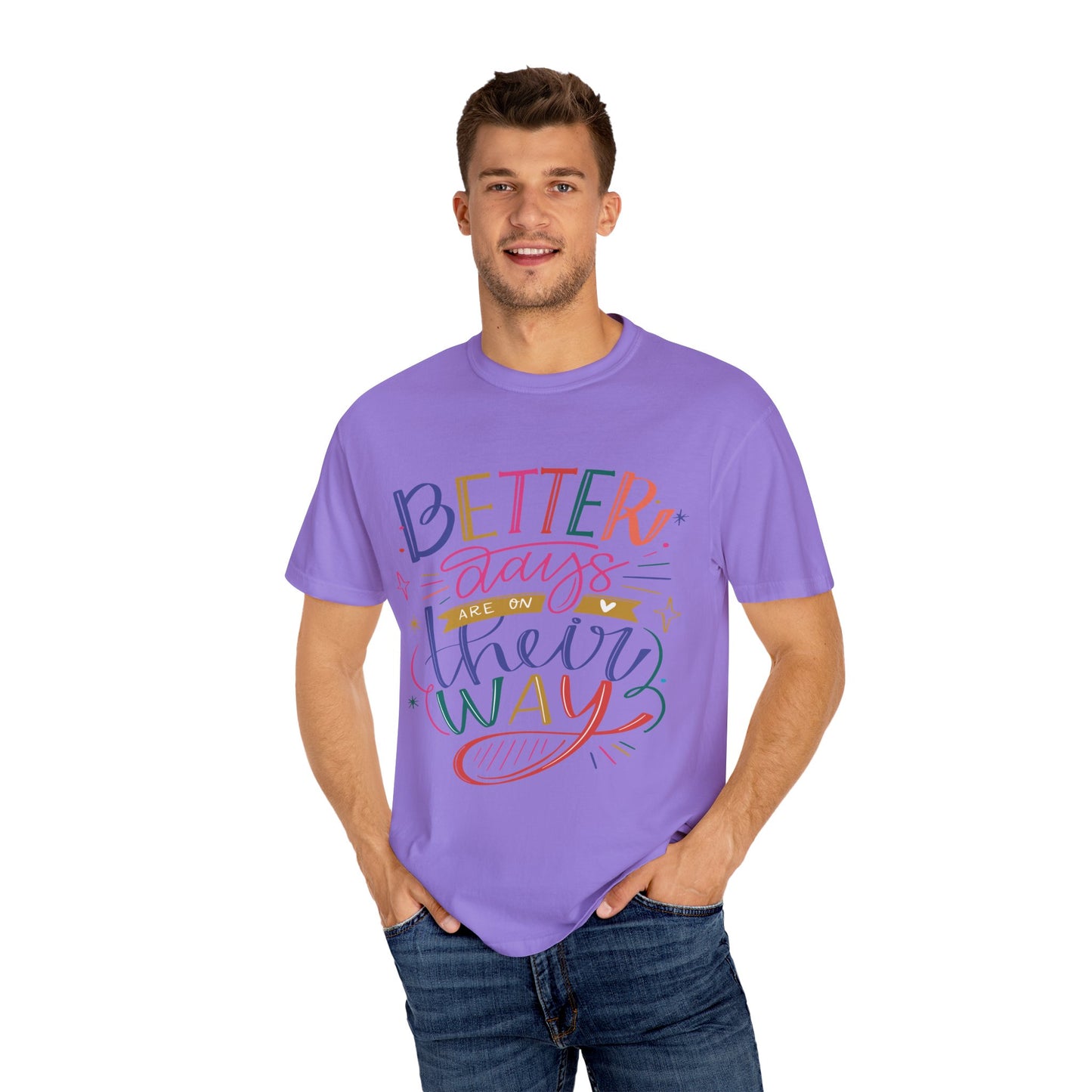 T-shirt unisexe avec design artistique et imprimé de citations positives