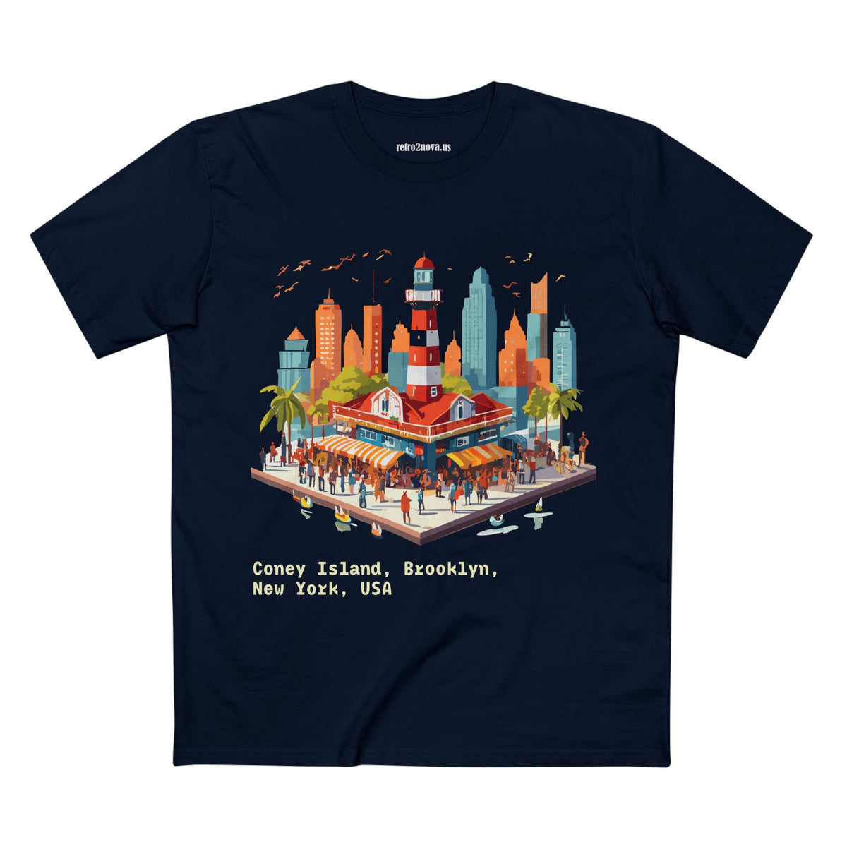 Coney Island Brooklyn New York Tee | Cityscape Lighthouse Illustration