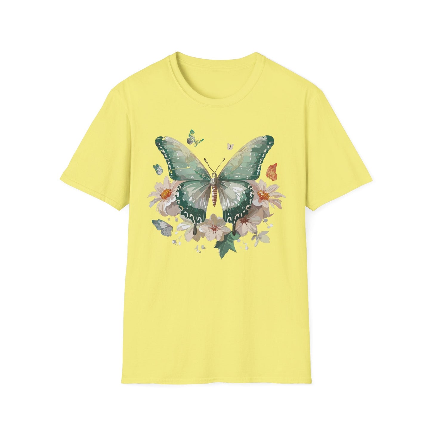 Butterfly T Shirt Unisex Softstyle Tee 100 Percent Ring Spun Cotton Monarch Design Premium Comfort