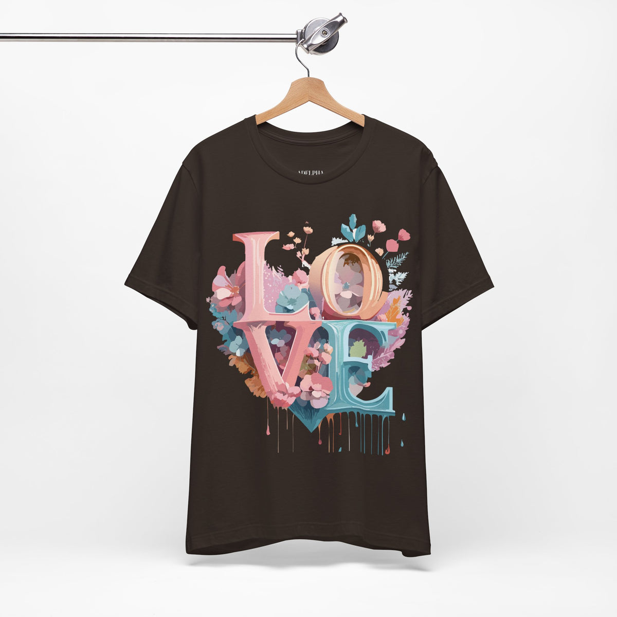 Valentine's Day Graphic Unisex Cotton Bella+Canvas Tee with Floral Art Design d121