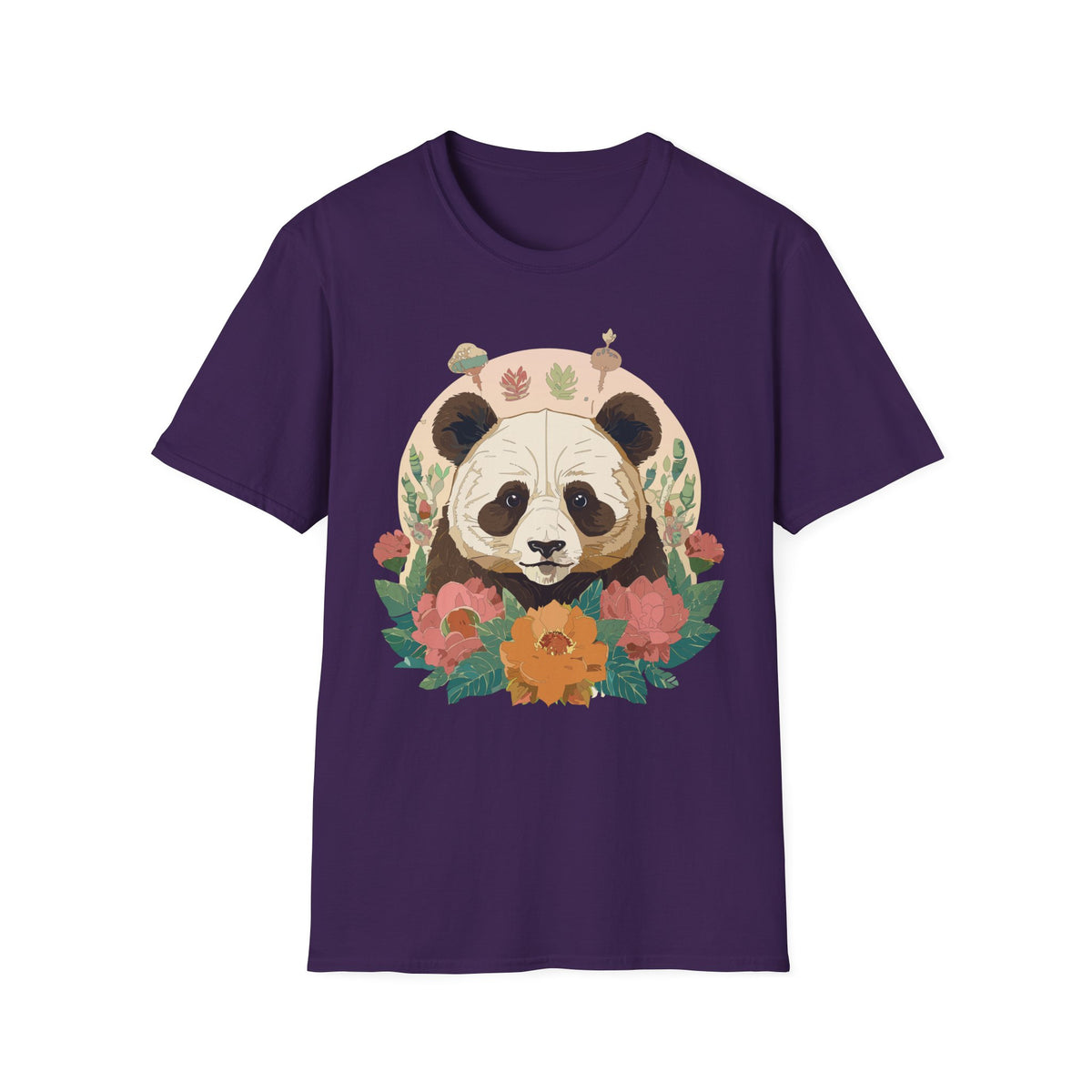 Floral Panda Illustration T-Shirt | Cute Botanical Bear Tee