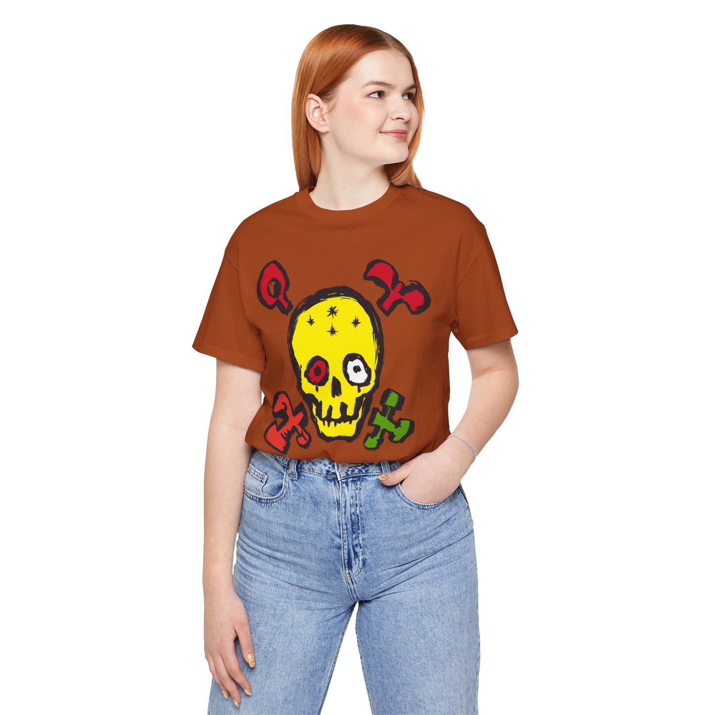 Yellow Skull Graphic Design Tee, Skull Shirt, Vintage Tees, Art Design T-Shirt, Vintage Graphic Tee, Art Shirts with Skulls