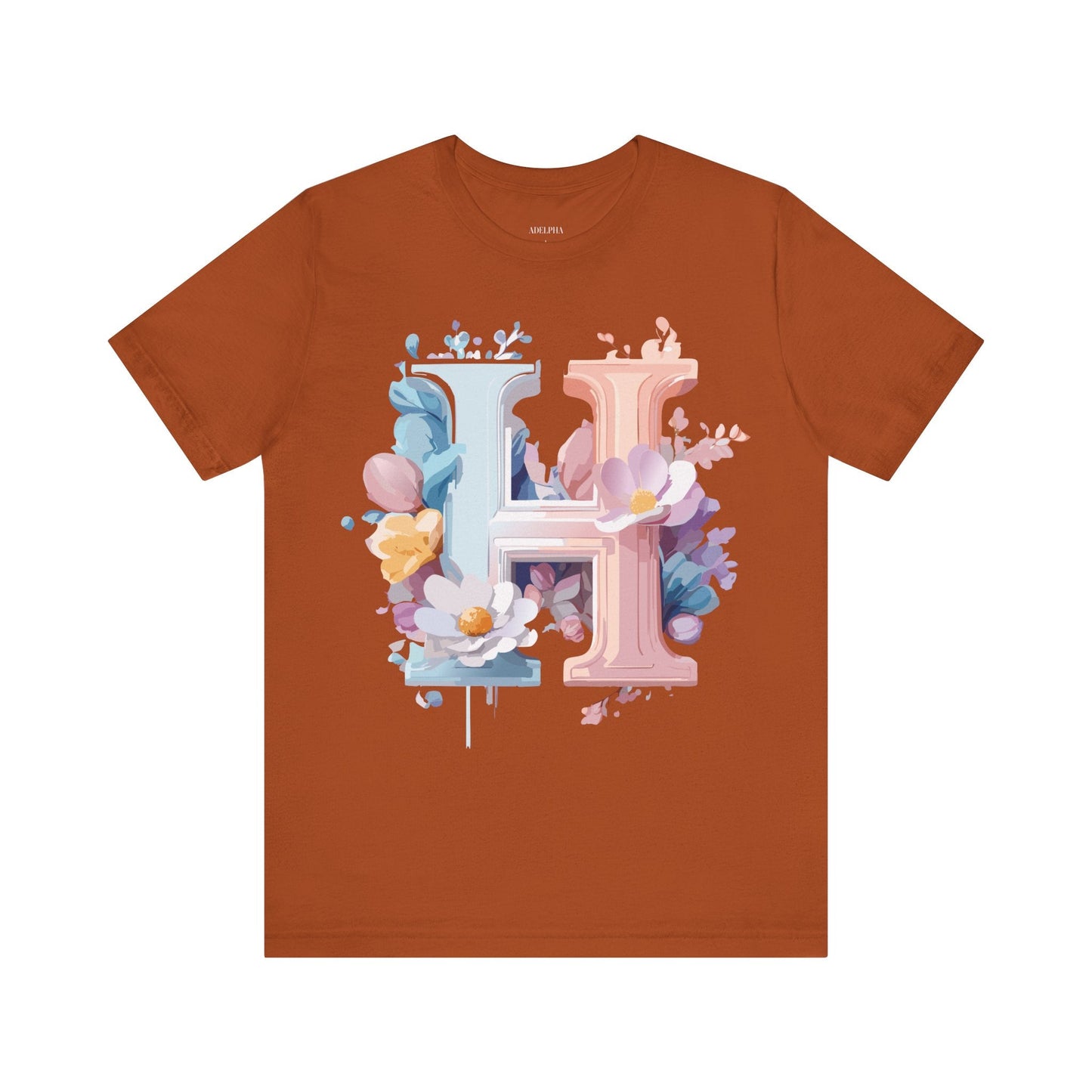 Letter H Shirt Graphic Tee Unisex Short Sleeve Premium Vintage Inspired Artwork Adelpha