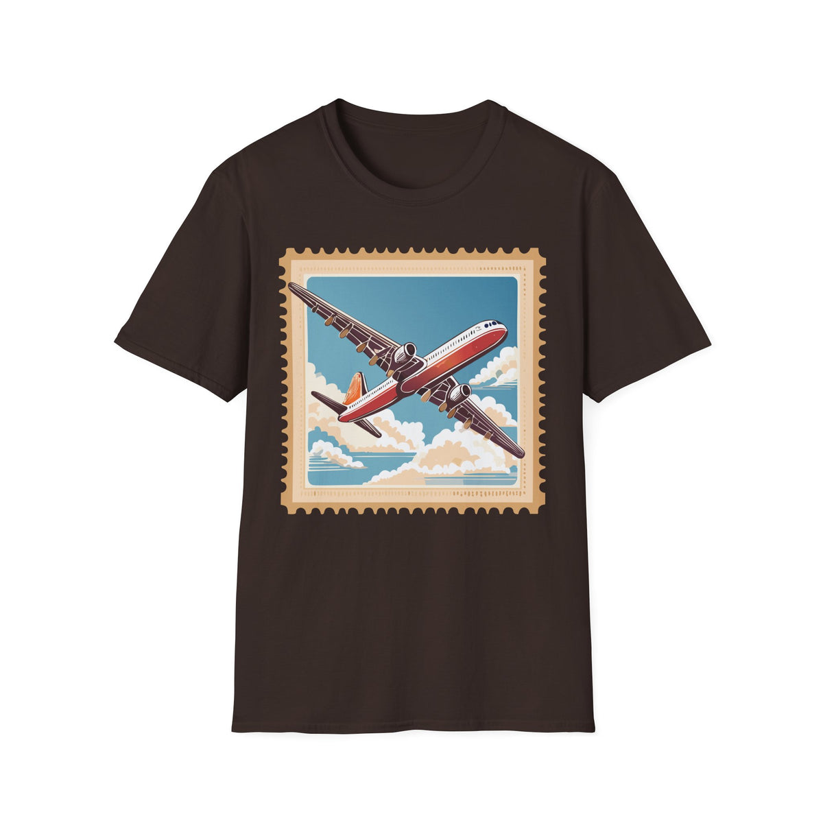 Vintage Airplane Stamp T-Shirt | Retro Travel Poster Tee