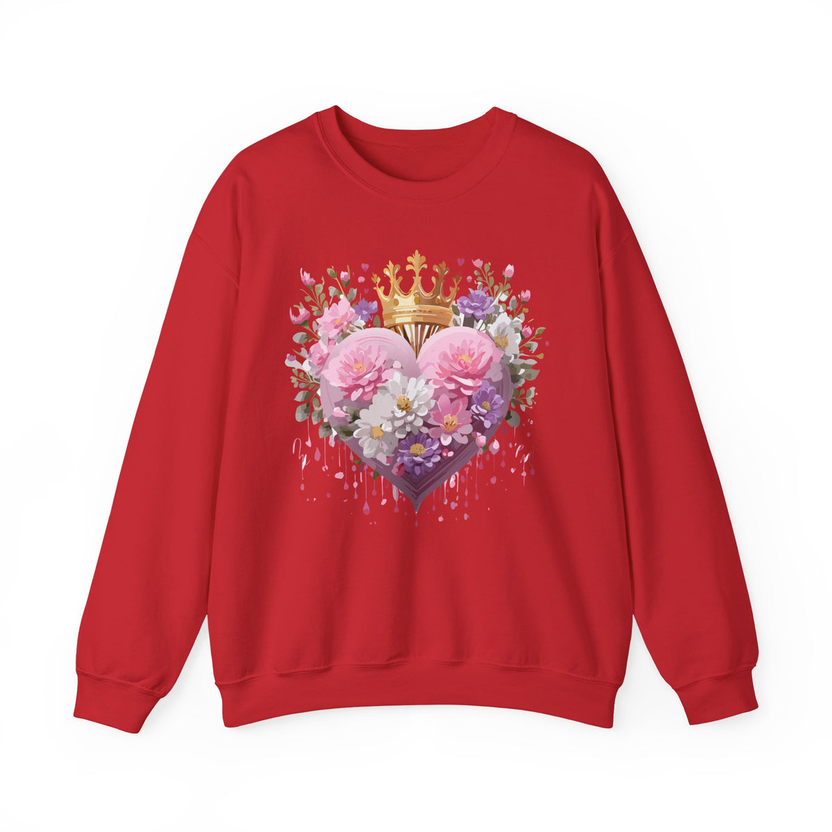 Floral Heart Love Graphic Valentine's Day Sweatshirt Unisex 50/50 Cotton-Poly Sweatshirt w20