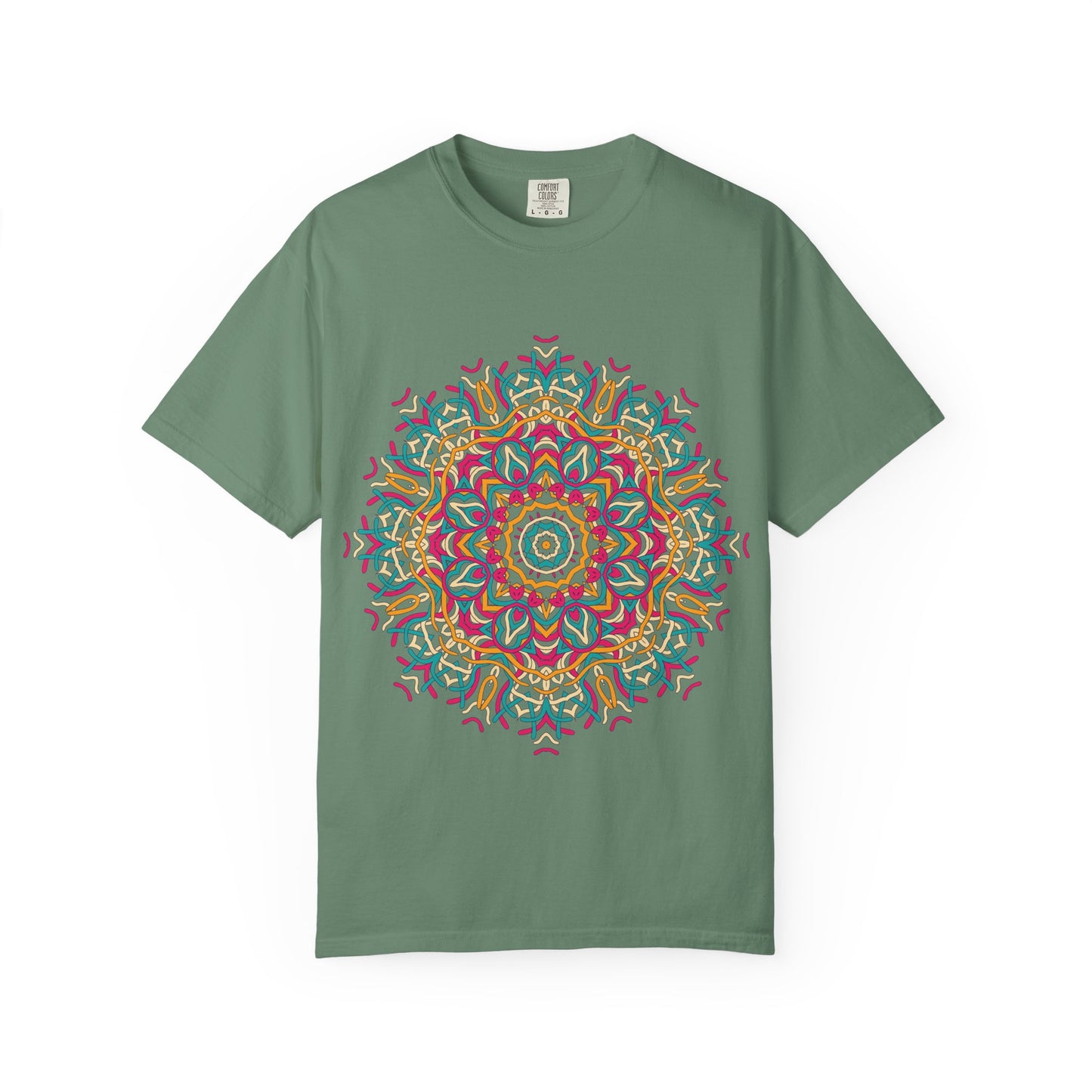 Unisex Garment Dyed Cotton T-Shirt with Mandala Graphic Design