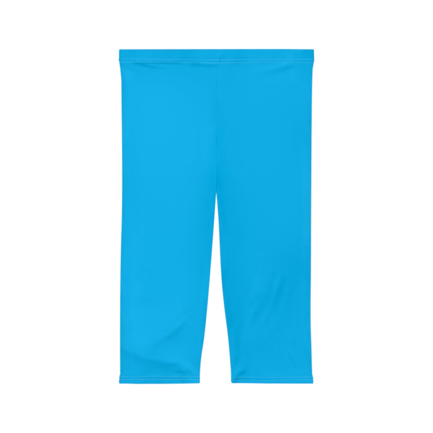 Deep Sky Blue Color Women's Brushed Suede Poly Span Casual Capri Leggings XS-2XL