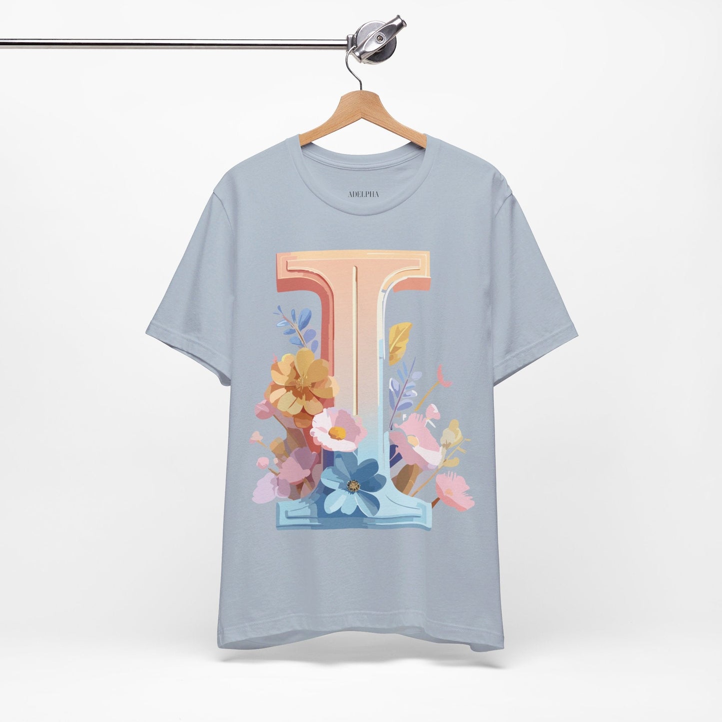 Vintage Inspired Letter I Shirt Unisex Graphic Tee Short Sleeve by Adelpha Premium