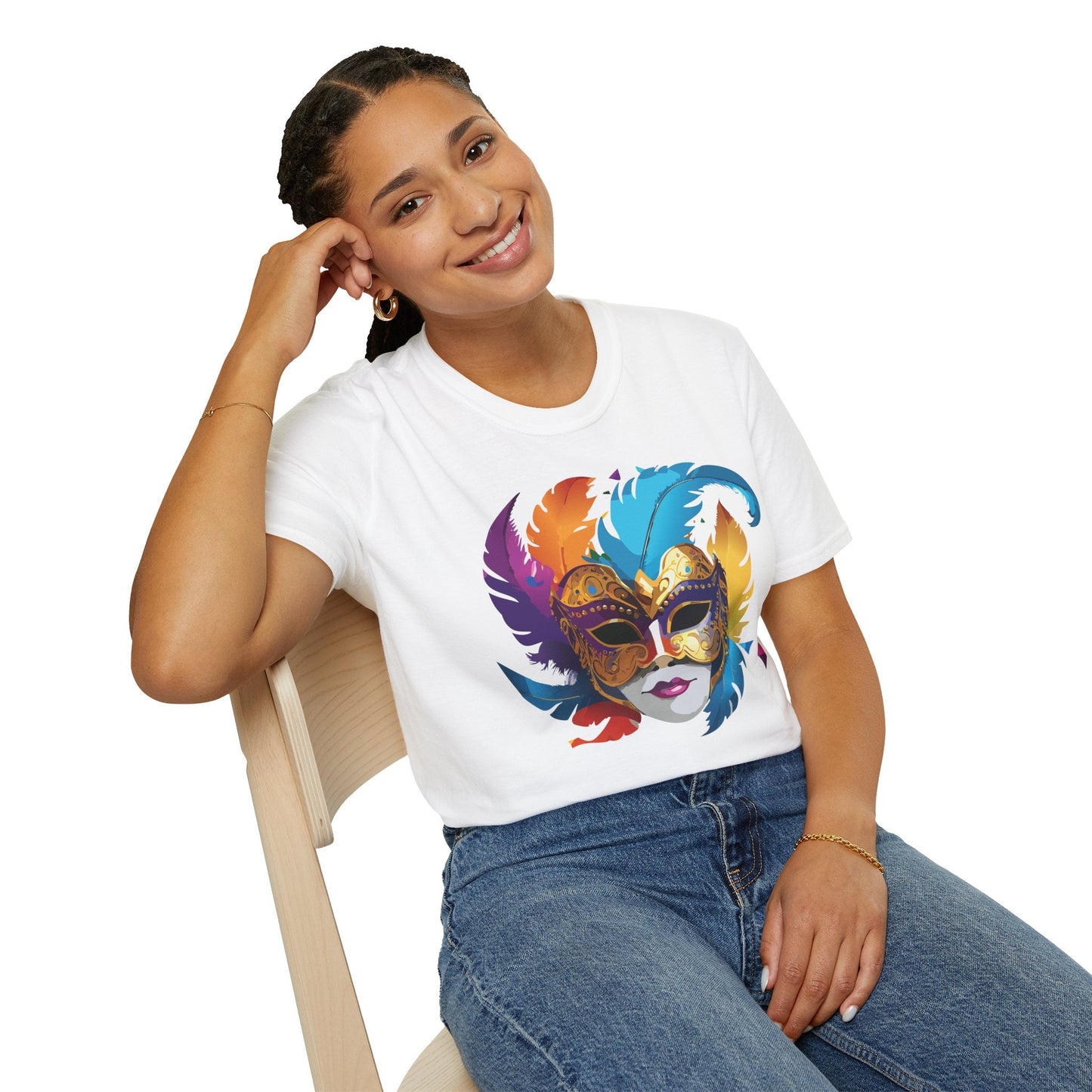 Mask Tee Shirt Unisex Short Sleeve Cotton Tee Art Design Masquerade Gildan Softstyle 64000
