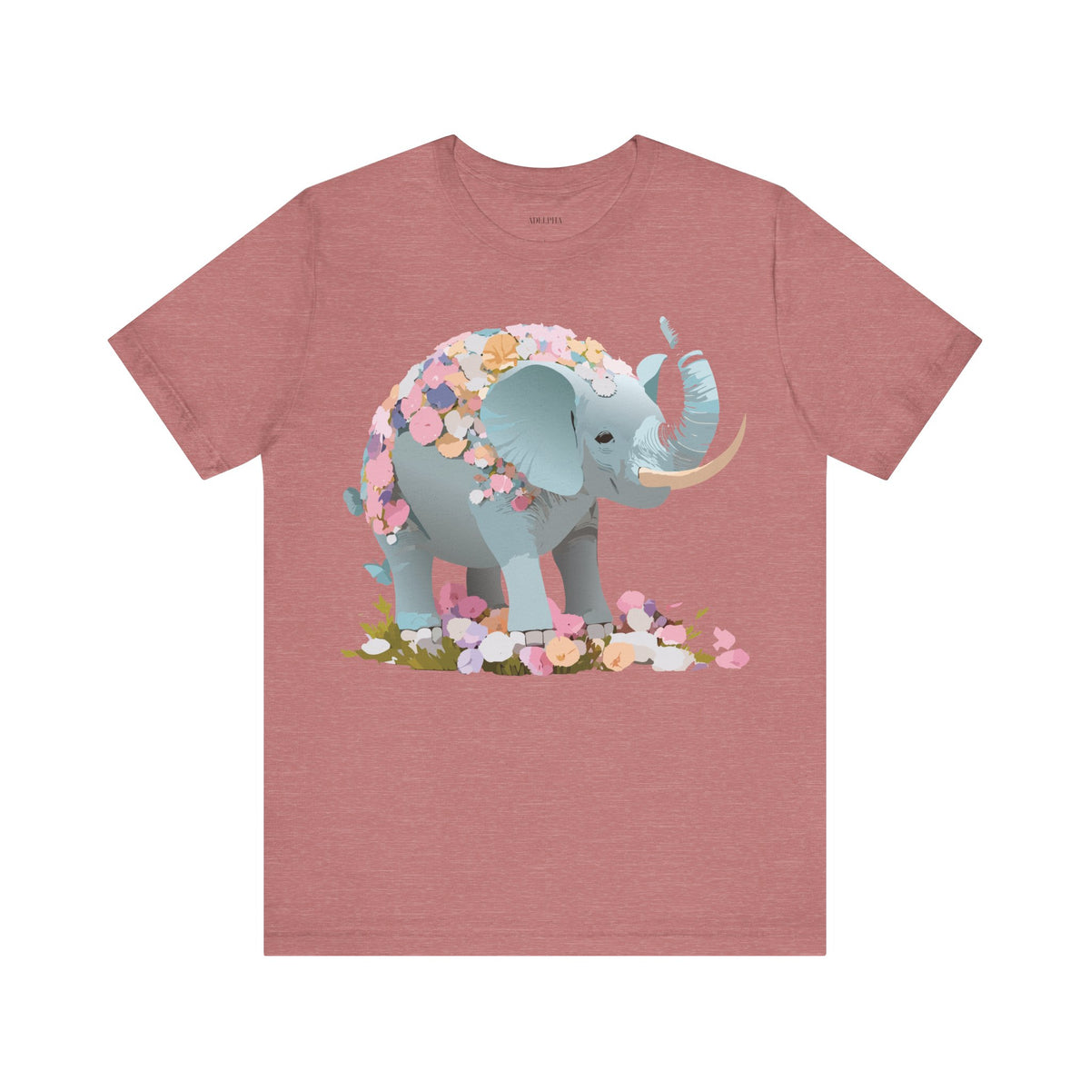Elephant Graphic Unisex Cotton Bella+Canvas Tee with Art Animal Design e126