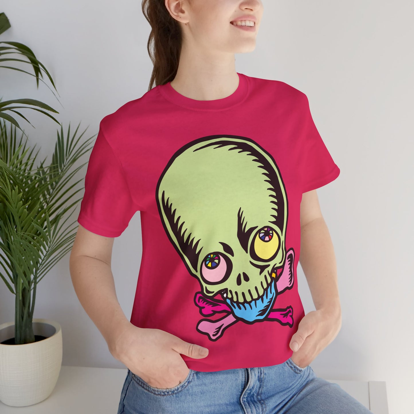 Lt Green Skull Graphic Design Tee, Skull Shirt, Vintage Tees, Art Design T-Shirt, Vintage Graphic Tee, Art Shirts with Skulls