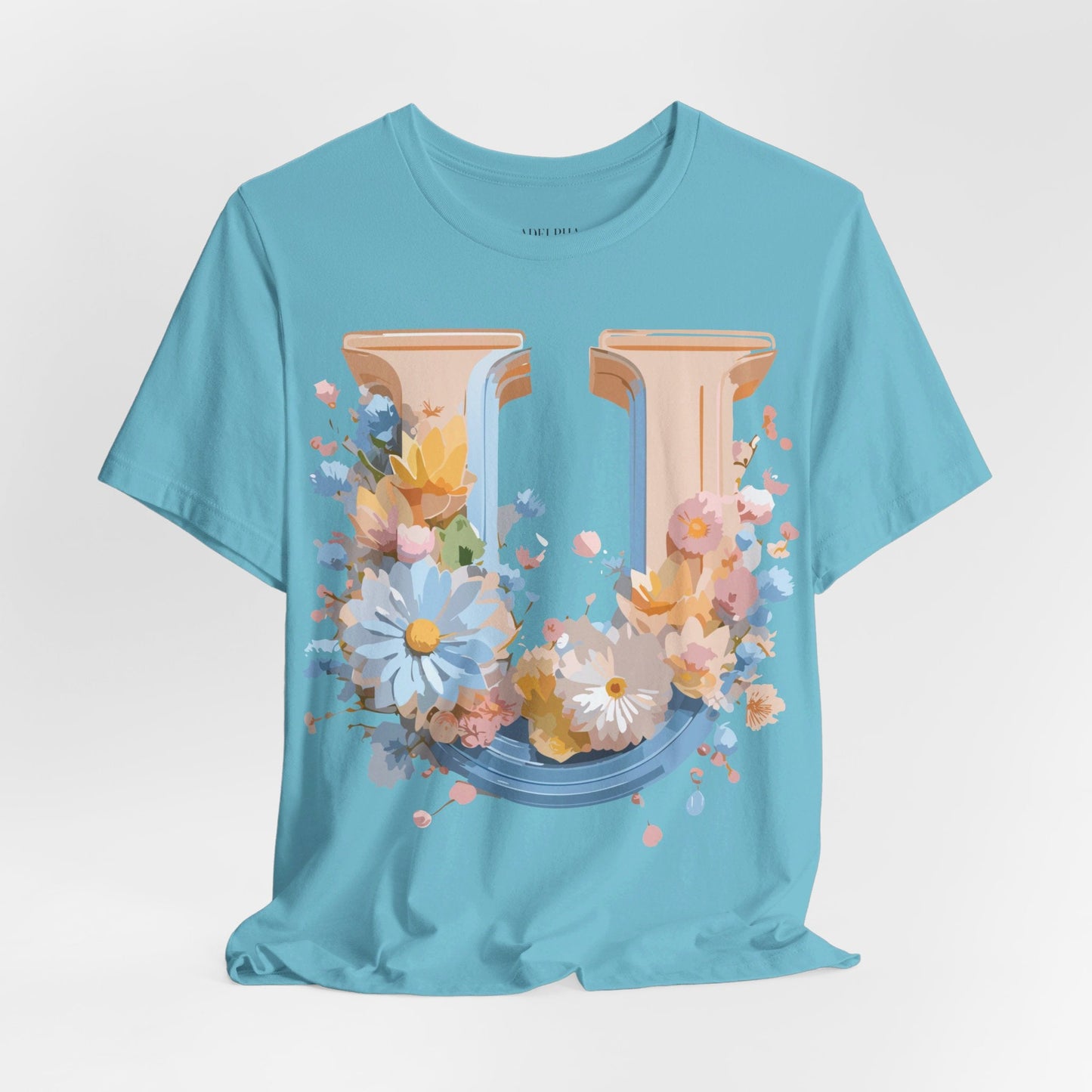 Letter U Shirt Unisex Graphic Tee By Adelpha Vintage Inspired Short Sleeve Art Design