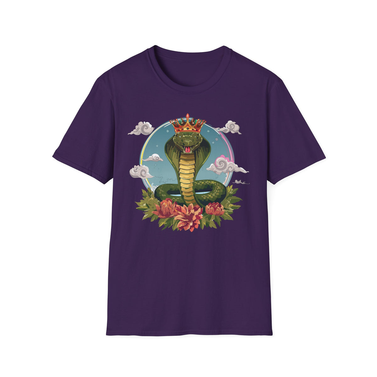 Crowned King Cobra T-Shirt | Snake Illustration, Regal Reptile Art