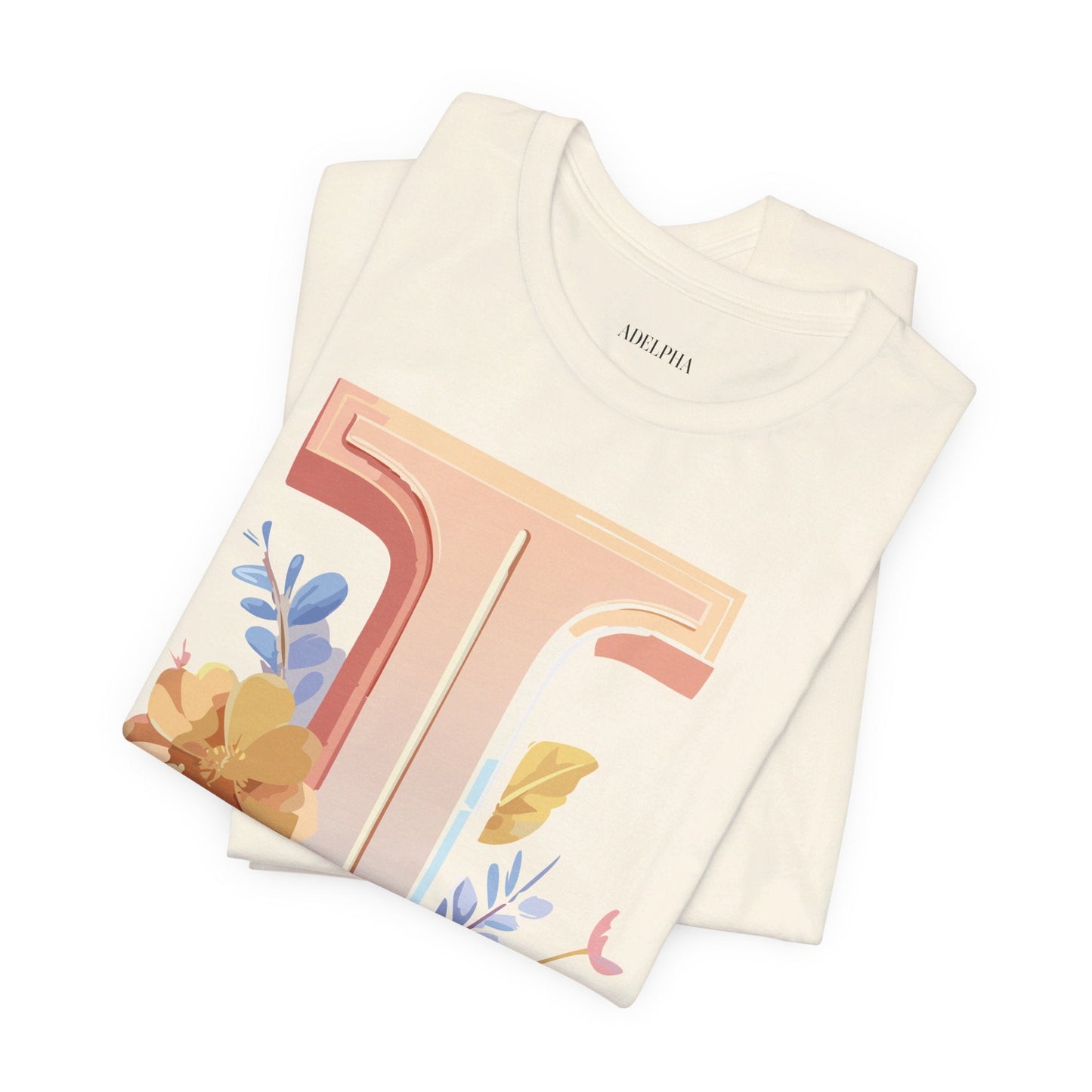Vintage Inspired Letter I Shirt Unisex Graphic Tee Short Sleeve by Adelpha Premium