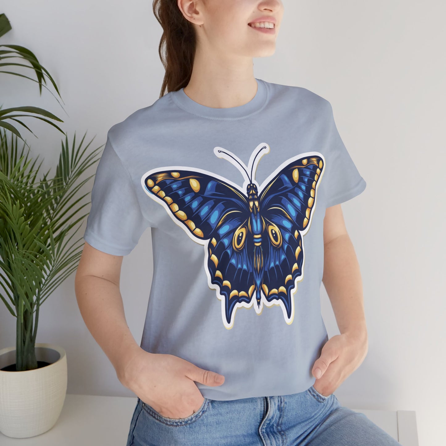 Cotton Tee Shirt with Butterfly Prints