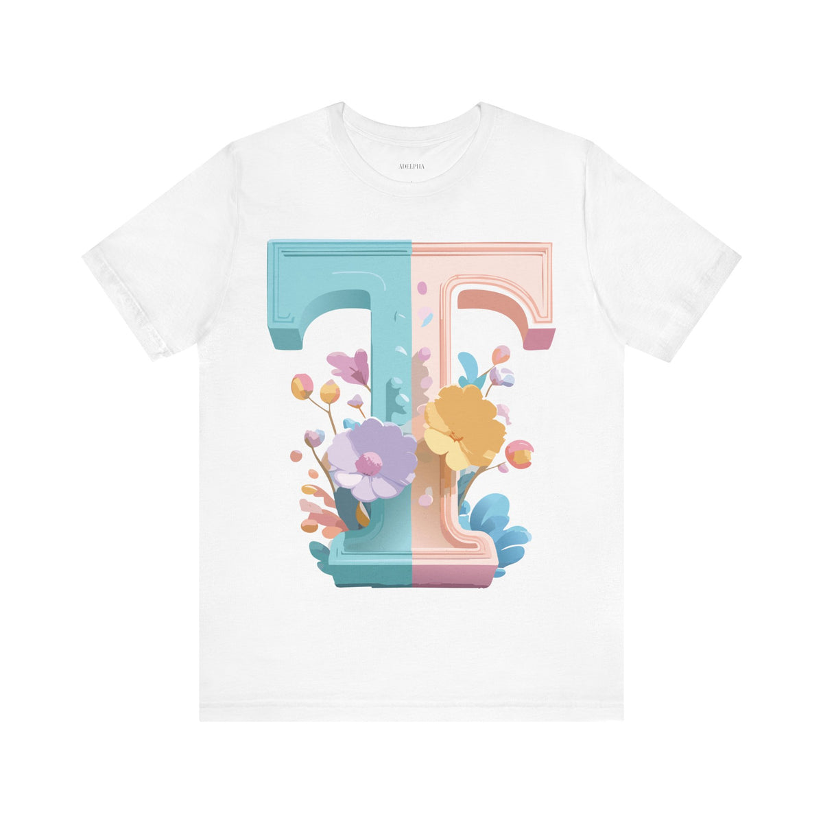 Letter T Graphic Unisex Cotton Bella+Canvas Tee with Art Letter Design