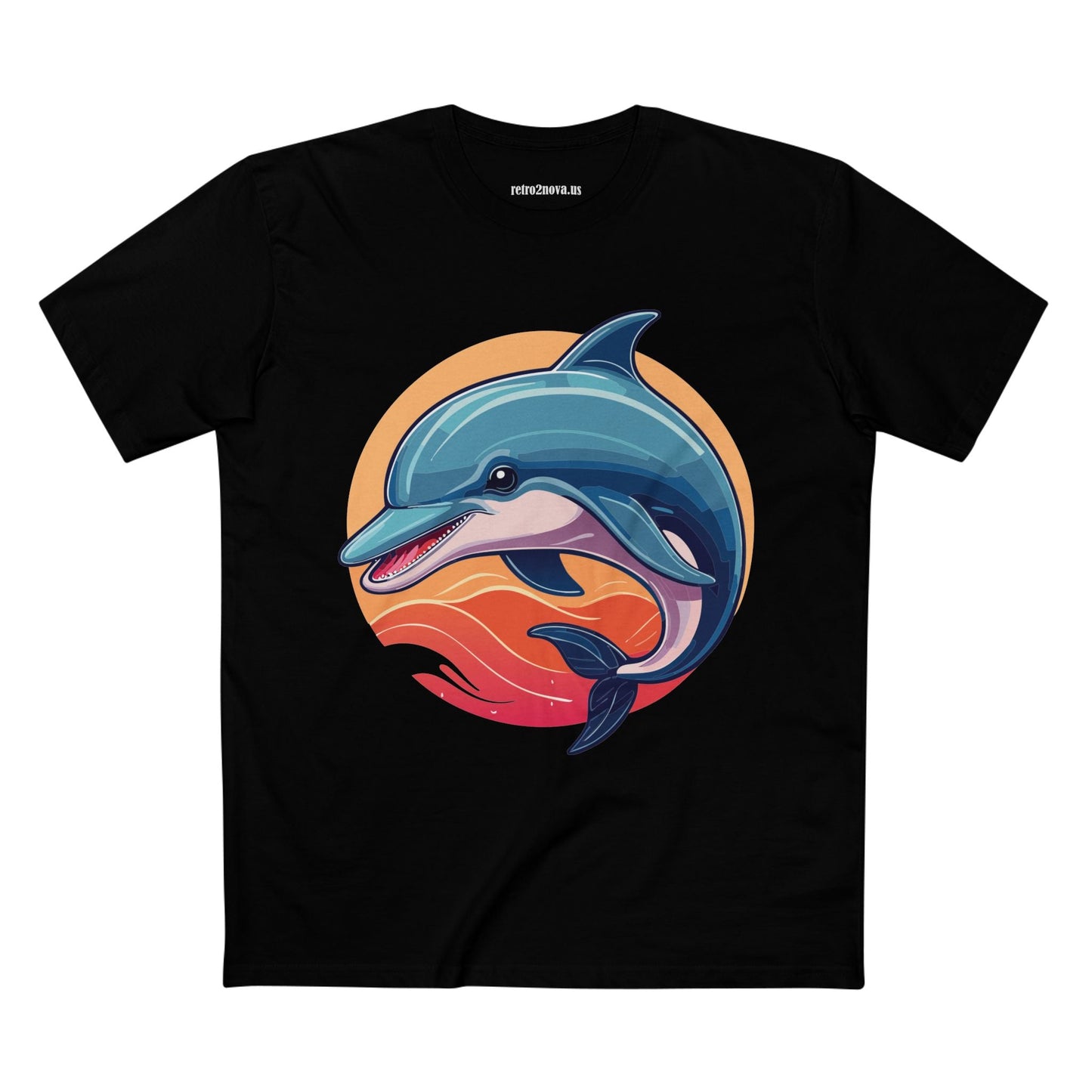 Unisex Dolphin Shirt With Original Art Design Retro2Nova Premium Cotton Tee For Everyday Comfort And Style