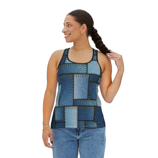 Sommerliches Tank Top mit Denim-Prints