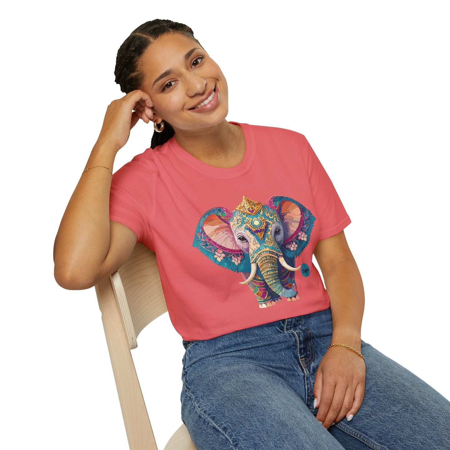 Elephant Shirt Unisex Animal Tee Softstyle 100 Percent Ring Spun Cotton Gildan 64000