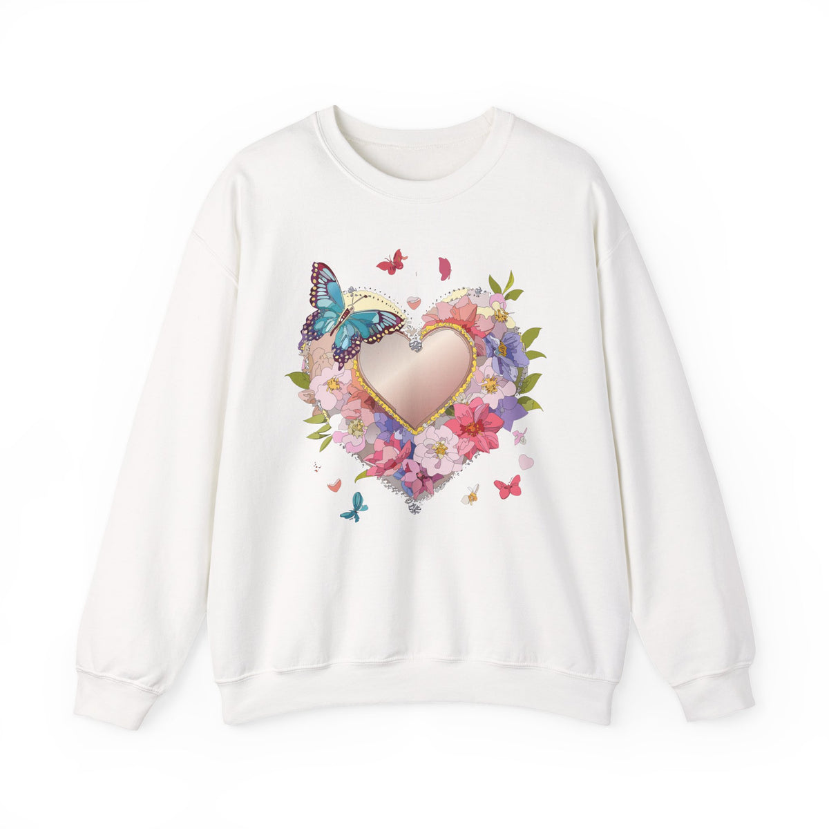 Floral Heart Love Graphic Valentine's Day Sweatshirt Unisex 50/50 Cotton-Poly Sweatshirt w37