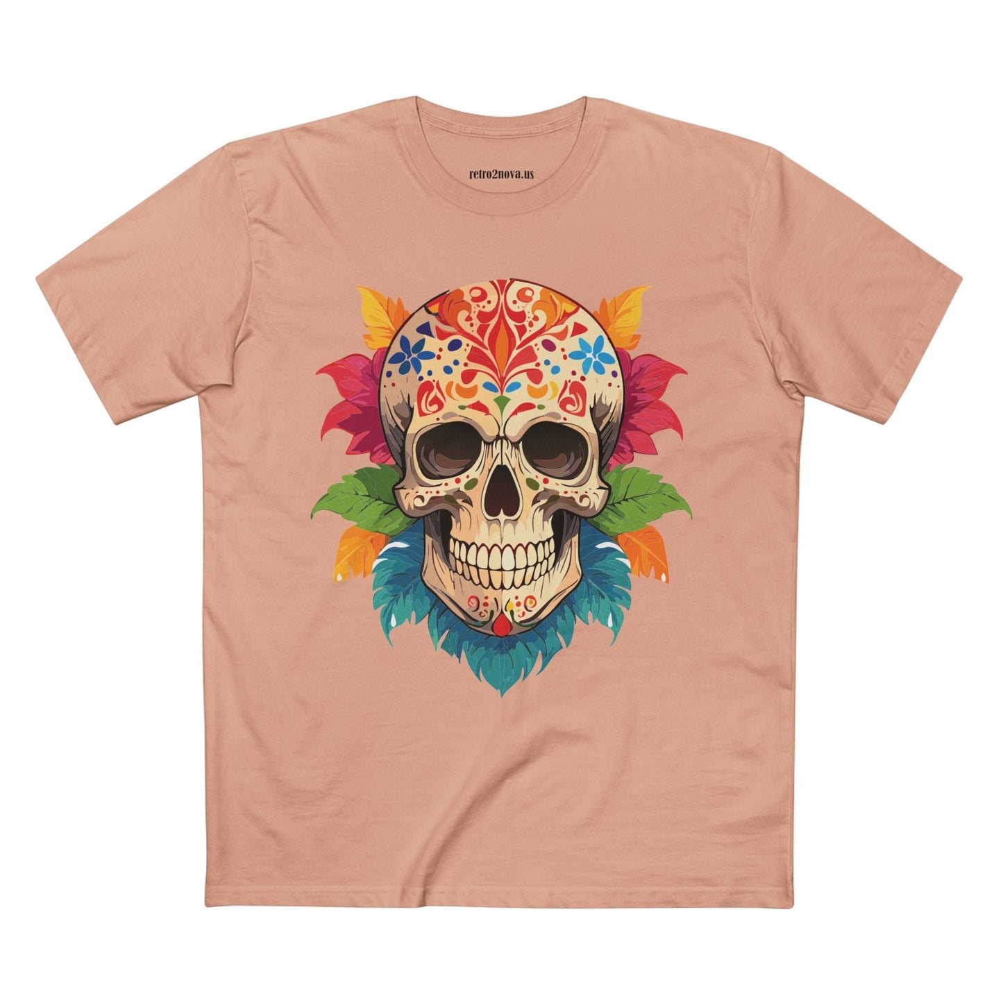 Unisex Skull Shirt With Original Art Design By Retro2Nova Premium Cotton Tee SS-5
