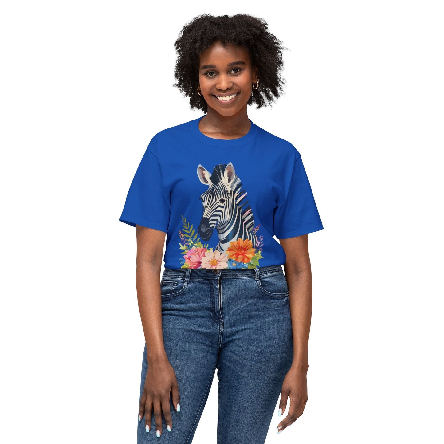 Unisex Zebra Art T Shirt With Full Color Print 100 Percent Cotton Jersey Tee Premium