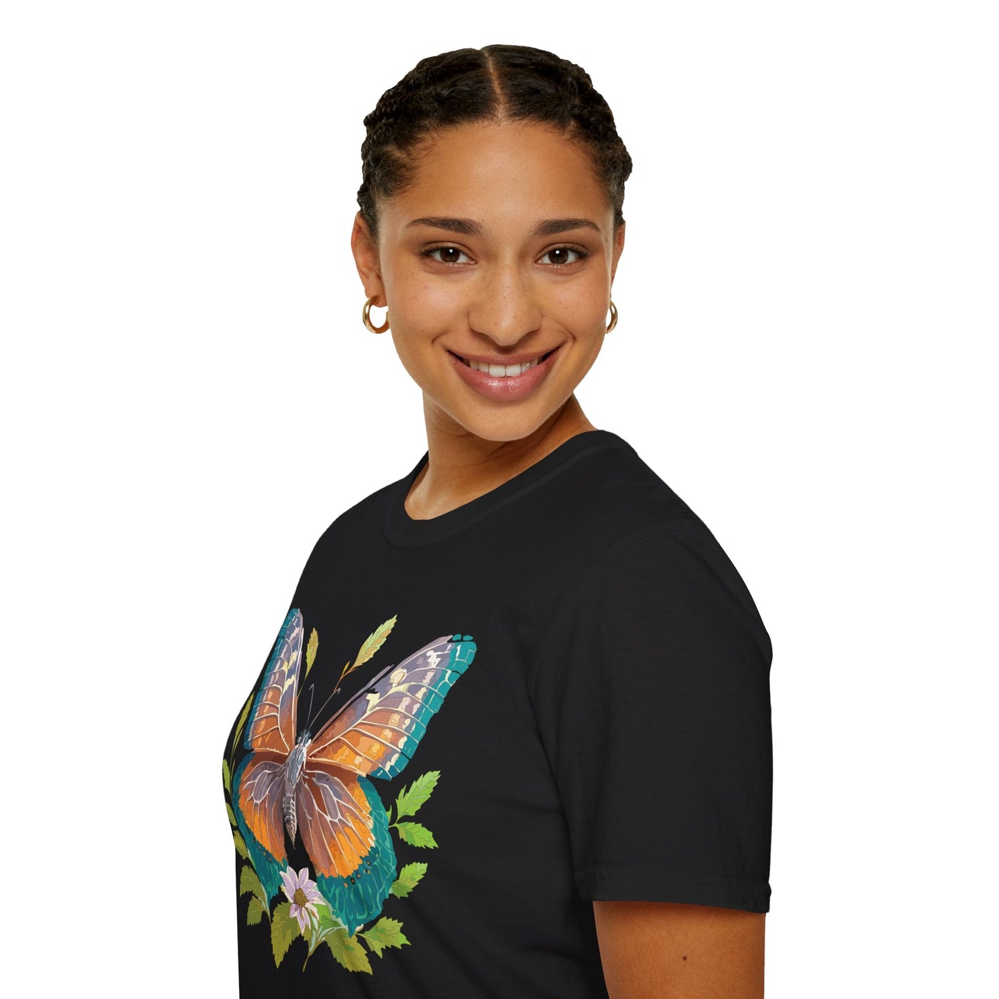 Unisex Butterfly Shirt With Monarch Design Cotton Tee Gildan 64000 Softstyle Comfort