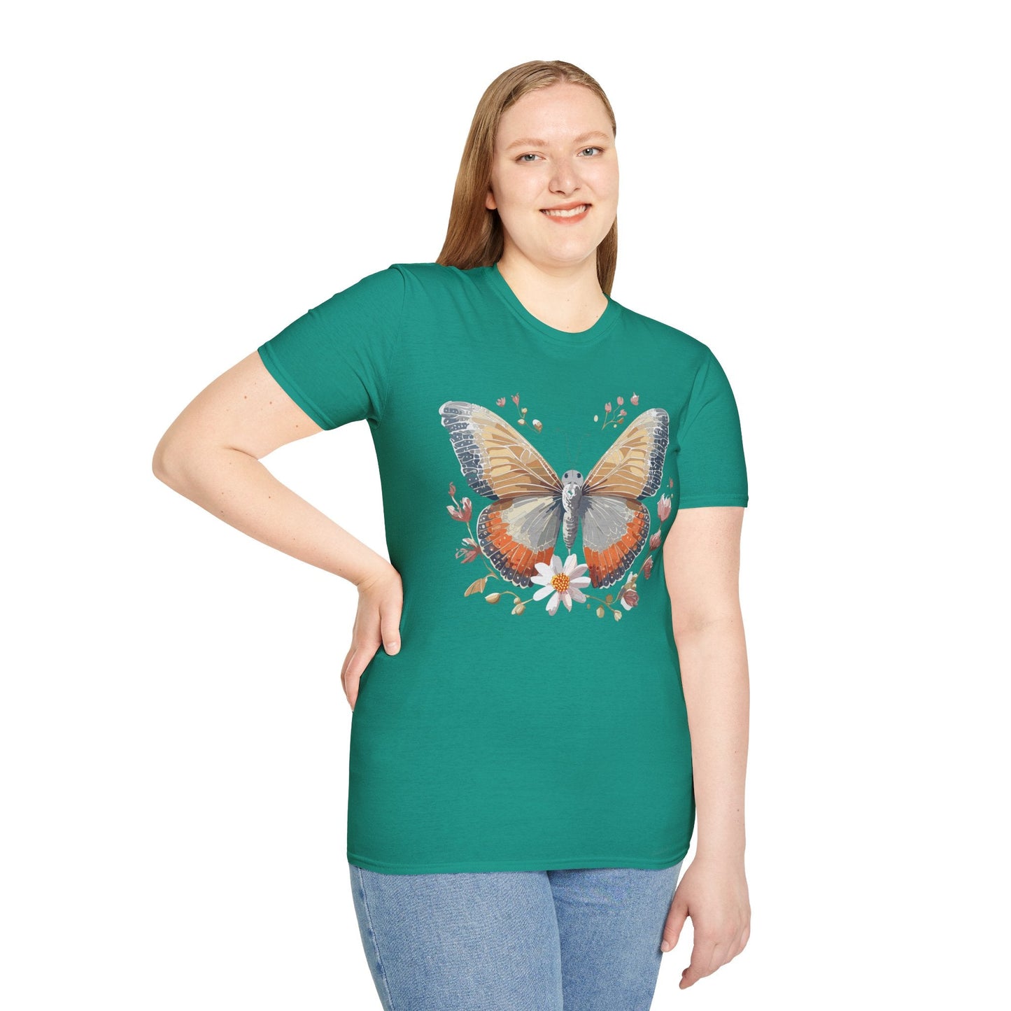 Unisex Butterfly T Shirt Softstyle Gildan 64000 Comfortable Durable Tee For Everyday Wear