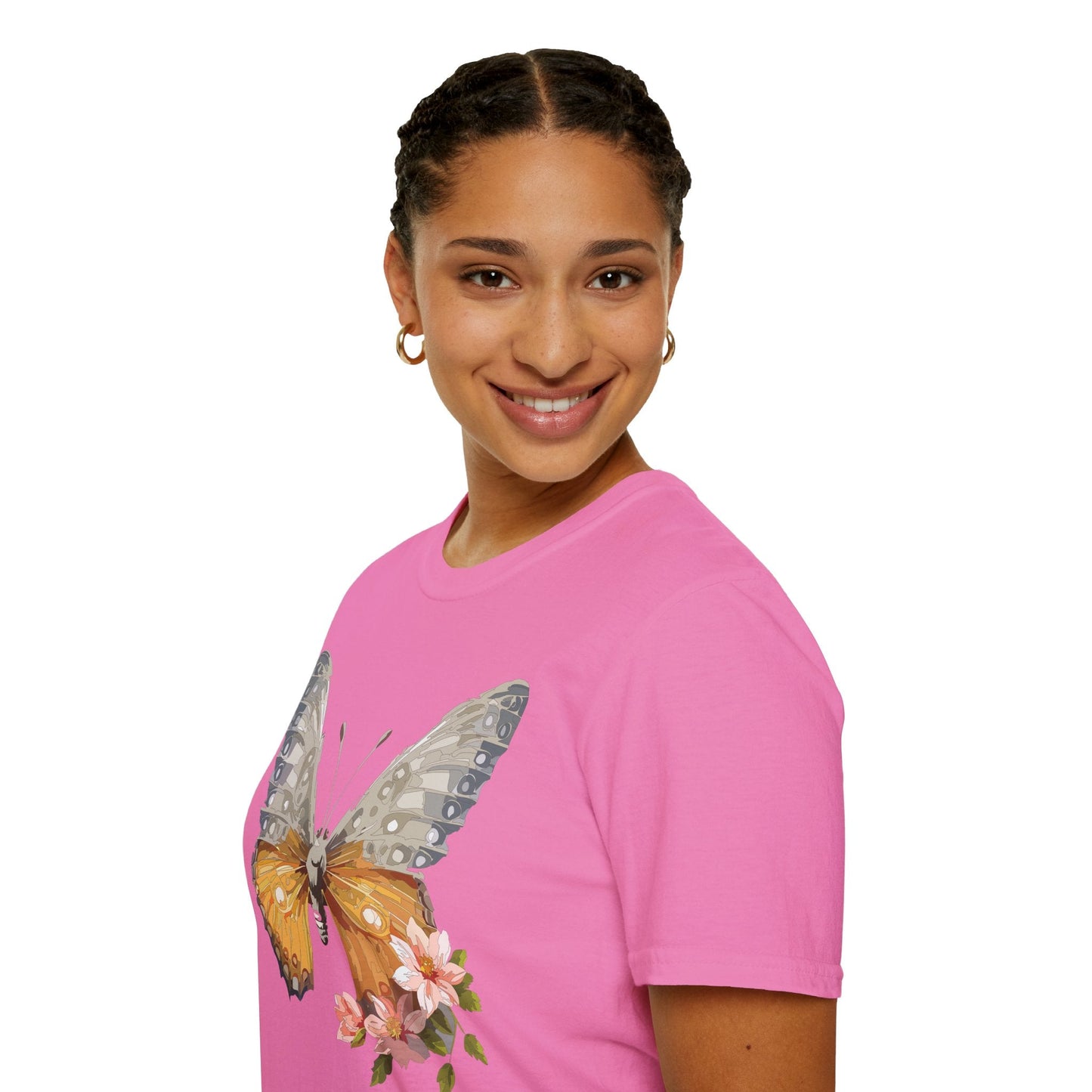 Unisex Butterfly T Shirt Monarch Print Softstyle Cotton Tee Gildan 64000 Lightweight Comfort