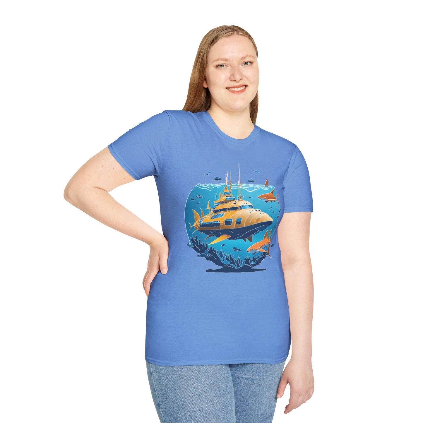 Ocean T Shirt Unisex Gildan Softstyle 64000 100 Percent Cotton Ring Spun U Boat Design Graphic