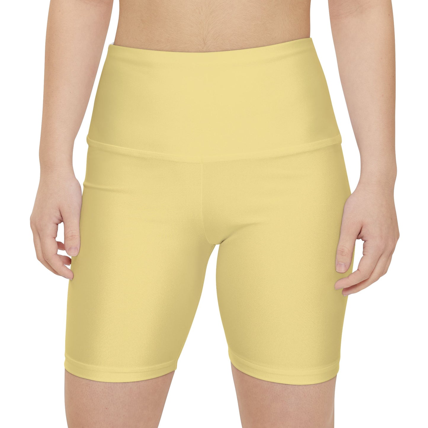 Summer Yellow High-Waist Workout Shorts — Women's Biker Shorts for Gym, Yoga & Everyday Activewear