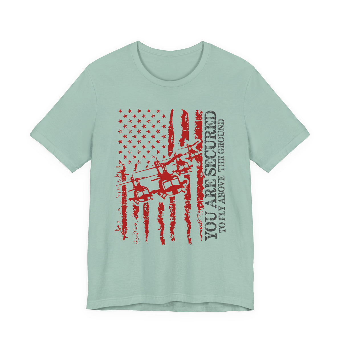 You Are Secured Flag design Tee Military Helicopter Red Distressed USA Unisex Cotton T-Shirt v2