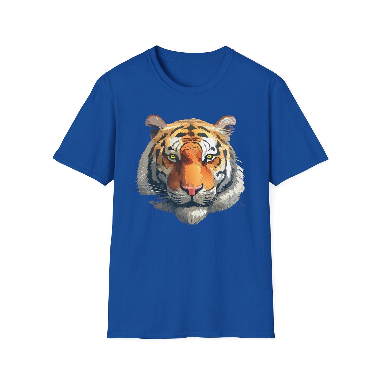 Tiger Print T Shirt Unisex Animal Tee 100 Percent Cotton Softstyle Gildan 64000
