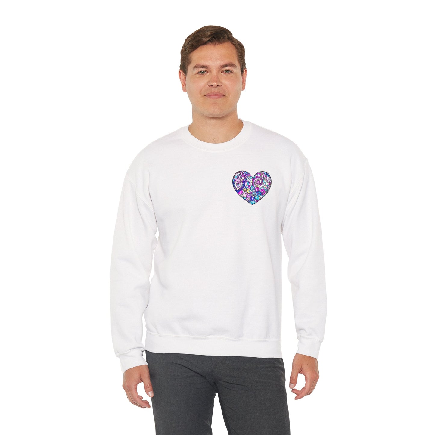 Floral Heart Sweatshirt Valentines Day Unisex Crewneck Gildan 18000 Heavy Blend Cotton Polyester