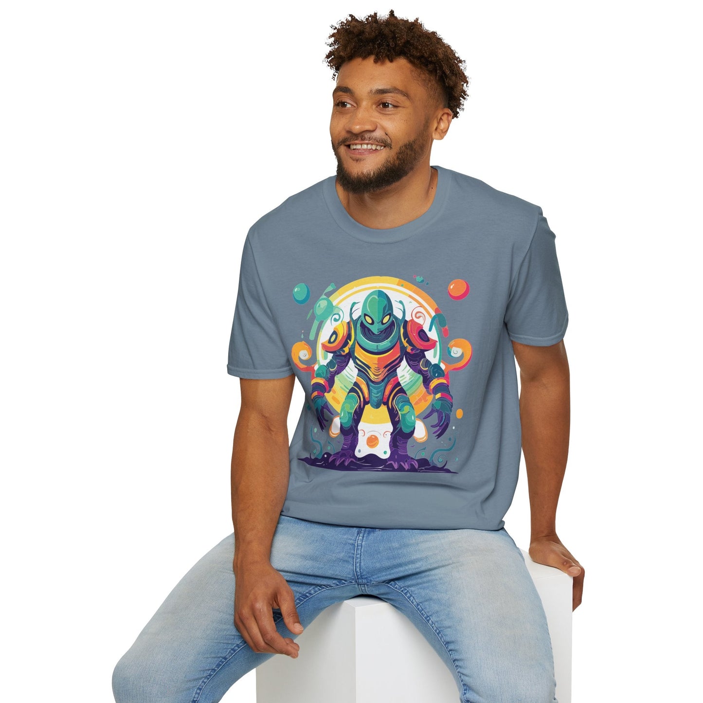 Cosmos Alien T Shirt Unisex Softstyle 64000 with Art Design Durable Comfort Artwork Tee